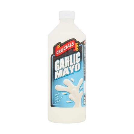 Crucials Garlic Mayo 1L bottle – Creamy halal-certified garlic mayonnaise for burgers, wraps and dips