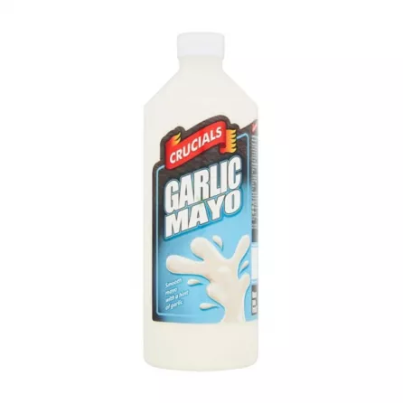 Crucials Garlic Mayo 1L bottle – Creamy halal-certified garlic mayonnaise for burgers, wraps and dips