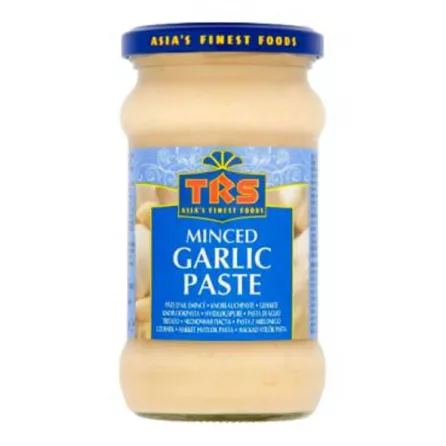 TRS Minced Garlic Paste. Ready-to-use minced garlic paste for convenient cooking. Available at halalo.co.uk and Halalo.