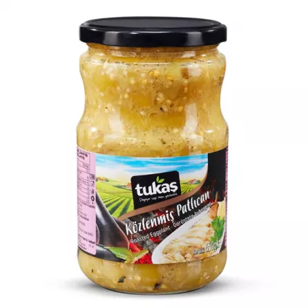 Tukas Roasted Eggplant 650g jar - halal-certified roasted aubergine spread for Middle Eastern dishes