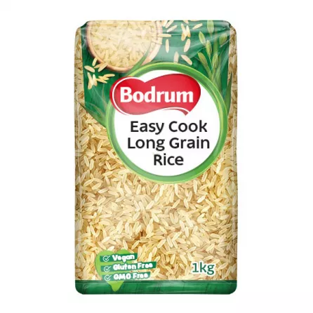 Bodrum Easy Cook Long Grain Rice 1kg pack – Halal-certified parboiled rice for fluffy, separate grains