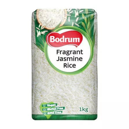 Bodrum Fragrant Jasmine Rice 1kg pack – Halal-certified aromatic Thai-style rice with floral notes
