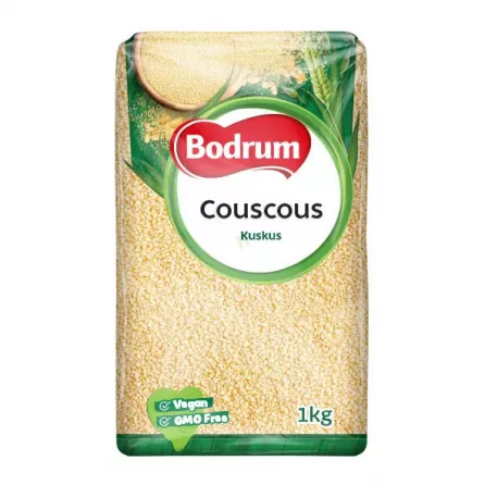 Bodrum Couscous 1kg pack – Halal-certified golden wheat semolina for quick Mediterranean meals