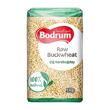 Bodrum Raw Buckwheat 1kg pack – Halal-certified raw buckwheat groats for porridge and pilafs
