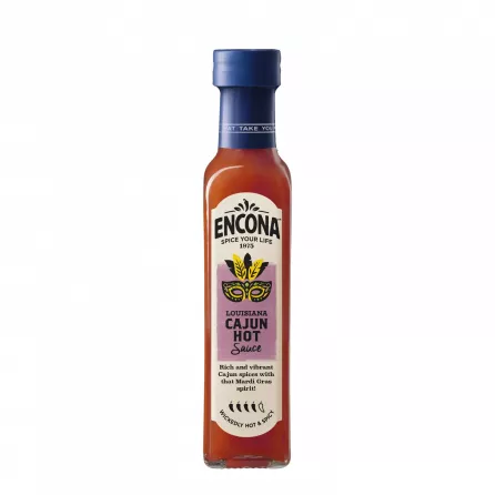 Encona Louisiana Cajun Hot Sauce 142ml bottle – Halal-certified medium-spicy pepper sauce with cayenne peppers
