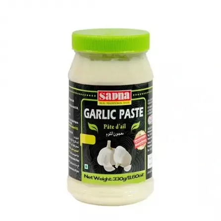 Sapna Garlic Paste. Ready-to-use garlic paste for convenient cooking. Saves time and effort. Available at halalo.co.uk and Halalo.