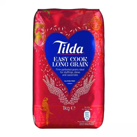 Tilda Easy Cook Long Grain Rice 1kg pack – Halal-certified parboiled rice for fluffy results