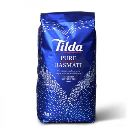 Tilda Pure Basmati Rice 2kg pack – Premium halal-certified extra-long grain basmati rice