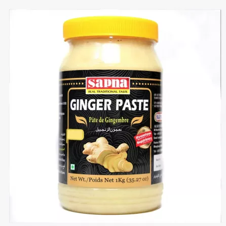 Sapna Ginger Paste. Ready-to-use ginger paste for convenient cooking. Saves time and effort. Available at halalo.co.uk and Halalo.