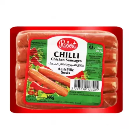 Robert Chilli Chicken Sausages 300g | halalo.co.uk