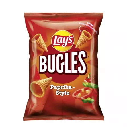 Enjoy the unique shape and flavor of Lay's Bugles Paprika Style chips. A crunchy and flavorful snack for all. Available at halalo.co.uk and Halalo.