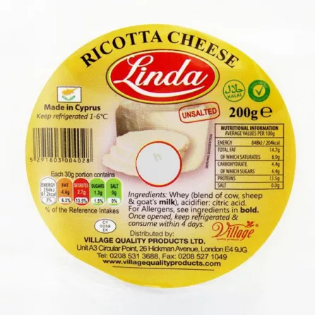 Linda Ricotta Cheese 200g | halalo.co.uk