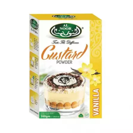 Al Noor Custard Powder 300g - smooth, instant custard mix for delicious desserts. Quick and easy to prepare, perfect for any occasion. Available at halalo.co.uk and Halalo.