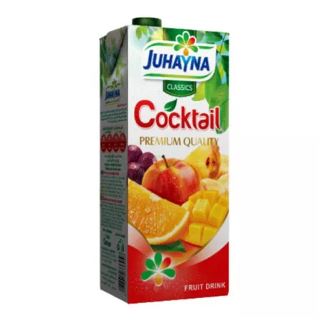 Quench your thirst with Juhayna Classic Cocktail Fruit Juice, a refreshing blend of tropical fruits packed with vitamins and minerals. Made with real fruit juice and no added sugar, artificial flavors, Available at halalo.co.uk and Halalo.