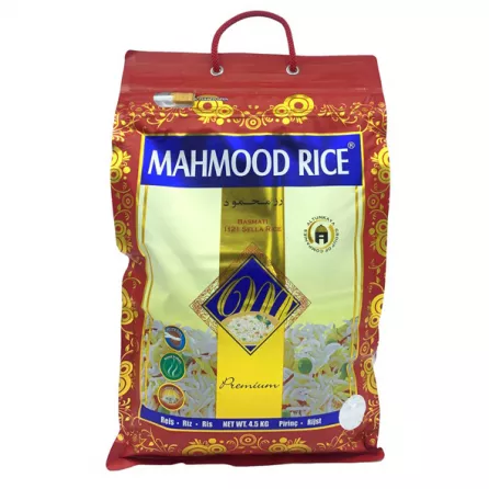 Mahmood Rice Basmati Sella Rice 4.5kg. Long grain basmati sella rice for delicious meals. Available at halalo.co.uk and Halalo.