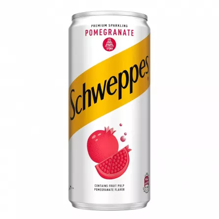 Schweppes Pomegranate 300ml is a surefire way to motivate you to stay hydrated! This sparkling water is made with added minerals to boost overall health (verify mineral content).Available at halalo.co.uk and Halalo.