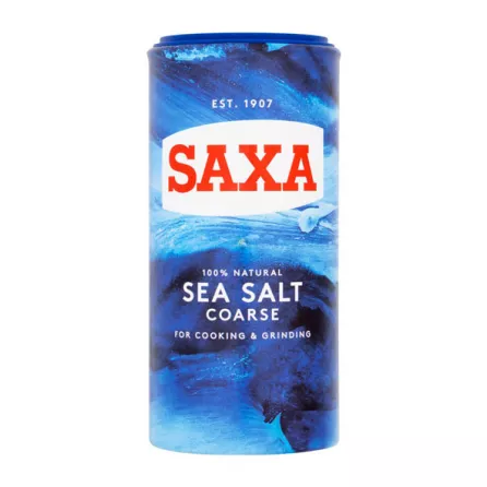 Saxe Sea Salt Coarse 350g. Coarse sea salt for a distinctive flavor. Perfect for seasoning and cooking. Available at halalo.co.uk and Halalo.