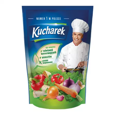 Kucharek Universal Vegetable Seasoning 500g. Versatile seasoning blend for all your vegetable dishes. Available at halalo.co.uk and Halalo.