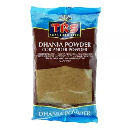 TRS Dhania Coriander Powder 100g. Aromatic coriander powder for cooking. Available at halalo.co.uk and Halalo.