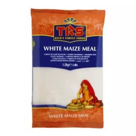TRS White Maize Meal 1.5kg. Versatile white maize meal for baking and cooking. A staple ingredient. Available at halalo.co.uk and Halalo.
