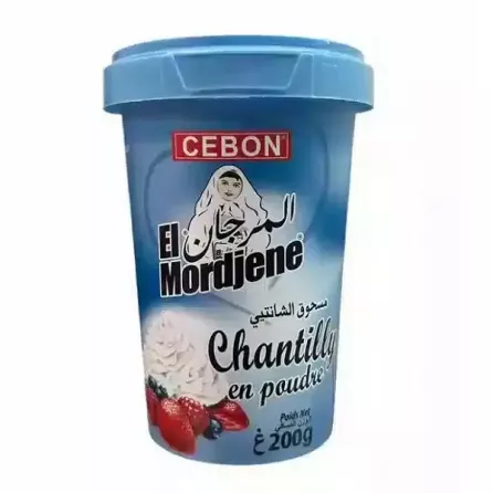 Cebon El Mordjene Chanilly Cream 200g - light and fluffy whipped cream for desserts and baking. Available at halalo.co.uk and Halalo.