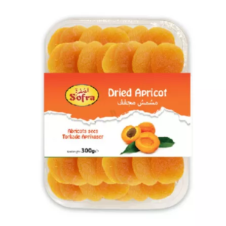 Sofra Dried Apricots 300g. Sweet and chewy dried apricots. A delicious snack. Available at halalo.co.uk and Halalo
