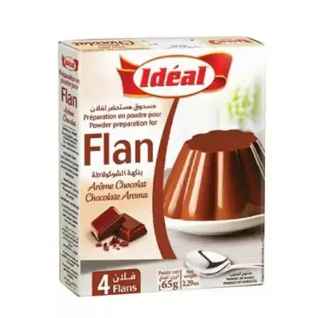 Ideal Flan Chocolat 65g - rich, instant chocolate flan mix for indulgent desserts. Quick to prepare, perfect for any occasion. Available at halalo.co.uk and Halalo.