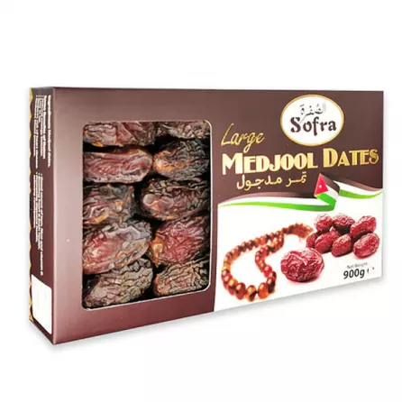 Sofra Large Medjool Dates 900g - premium Medjool dates, a delicious and healthy natural snack. Perfect for any occasion. Available at halalo.co.uk and Halalo.