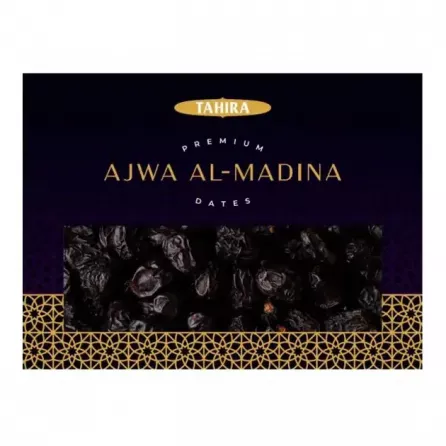 Tahira Ajwa Al Madina 450g. Experience the rich flavor of authentic Ajwa dates. Available at halalo.co.uk and Halalo.
