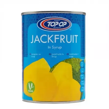 Top Op Jackfruit in Syrup 565g can – Halal-certified young jackfruit pieces in light syrup