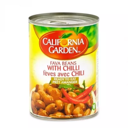 California Garden Fava Beans with Chilli 400g can – Halal-certified spicy ful medames with chili sauce