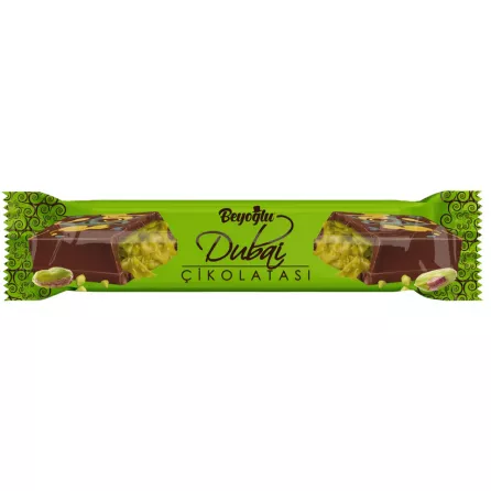 Beyoğlu Dubaço Chocolate 35g – Creamy pistachio-filled Turkish halal chocolate for sweet treats & gifts.