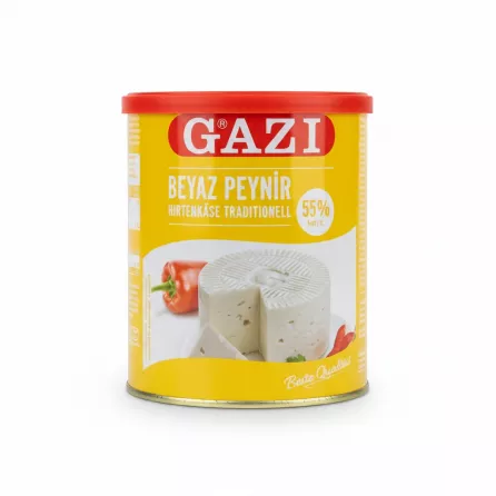 Gazi White Cheese tin with red lid and yellow label showing cheese and pepper image