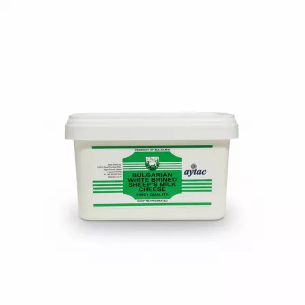 Front label of Aytac Bulgarian White Brined Sheep's Milk Cheese container