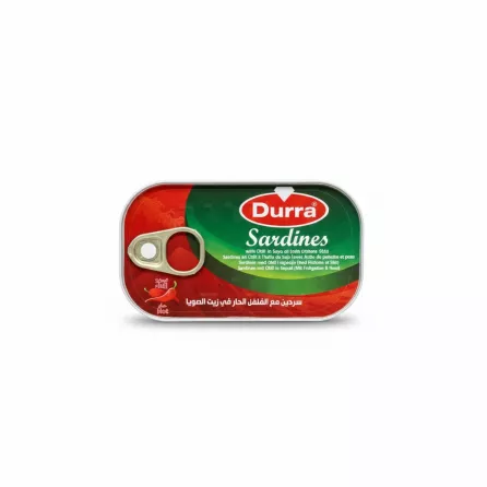 Tin of Durra Sardines with chili in soya oil