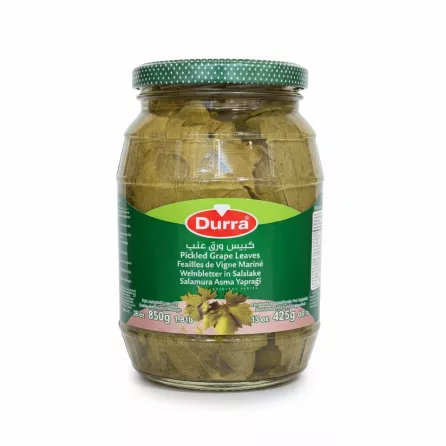 Jar of Durra Pickled Grape Leaves front label