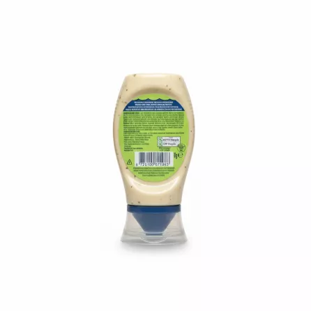 Hellmann's Garlic & Herb Sauce bottle back view showing ingredients and barcode