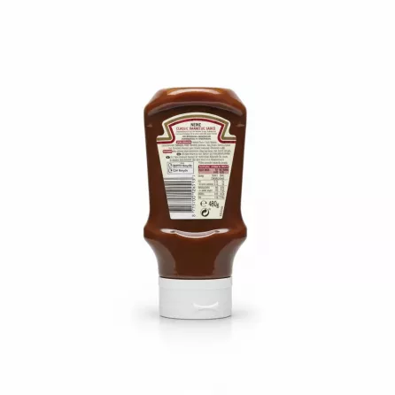 Heinz Classic Barbecue Sauce Smokey & Rich 480g back view with ingredients and nutrition
