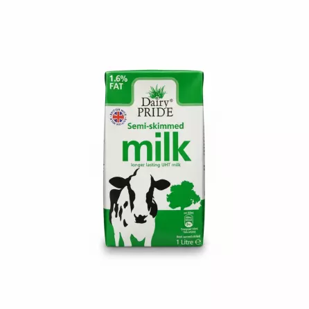 Dairy Pride semi-skimmed milk carton front view