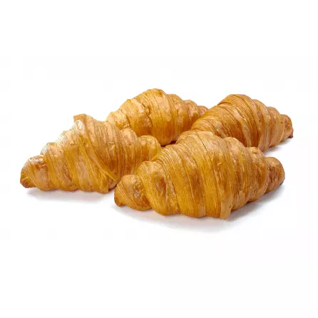Freshly baked golden butter croissants with flaky layers