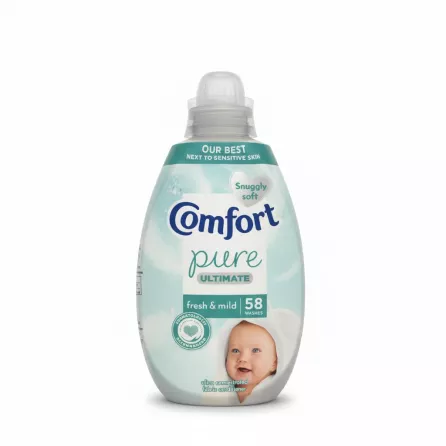 Comfort Pure Ultimate Fresh Fabric Conditioner front label showing baby image