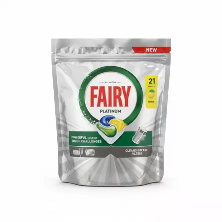 Fairy Platinum Lemon dishwasher capsules packaging front view