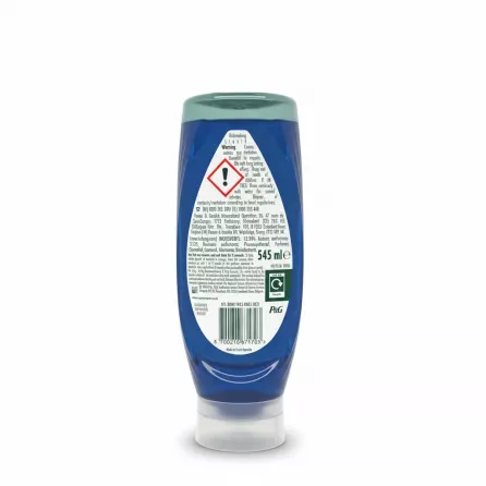 Fairy Max Power dishwashing liquid bottle back with ingredients and warnings