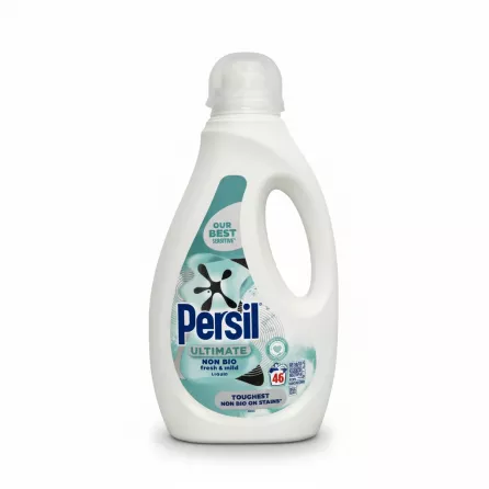 Bottle of Persil Ultimate Non Bio Fresh & Mild Liquid Detergent with handle and label