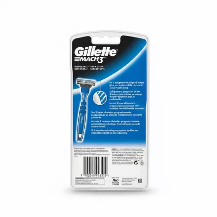 Gillette Mach3 disposable razor detailed back packaging