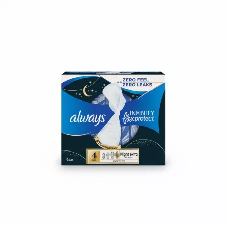 Always Infinity Flexprotect Night Extra sanitary pads box front