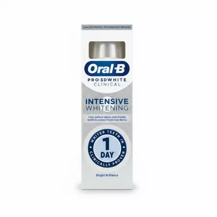 Oral-B Pro 3D White Clinical Intensive Whitening toothpaste box front