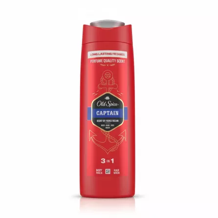 Old Spice Captain 3 in 1 shower gel front view red bottle