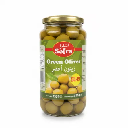 Sofra Green Olives jar front view