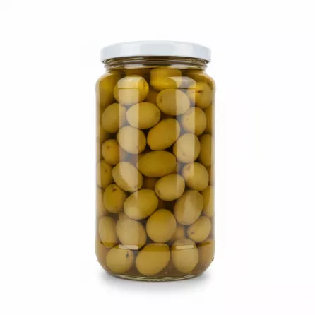 Jar of Saifan green olives packed in brine